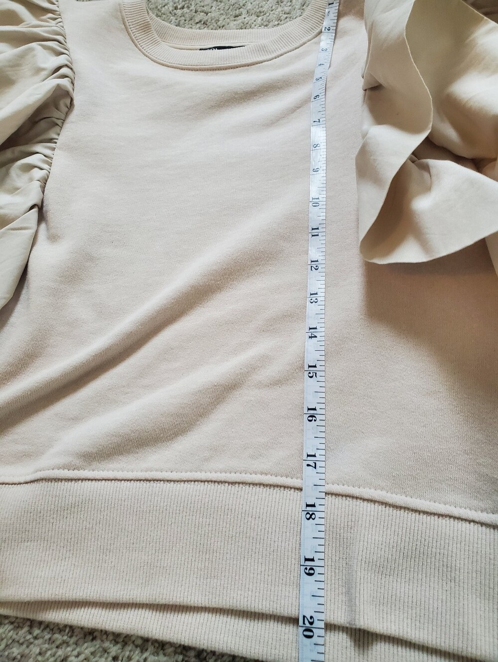 Zara Cream Ruffle-Shoulder Sweatshirt - Picture 7 of 7